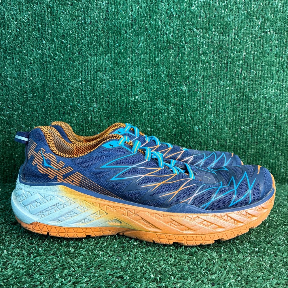 Hoka One One Clayton 2 Lightweight Vintage Running Shoes Blue Orange Sz Mens 9.5